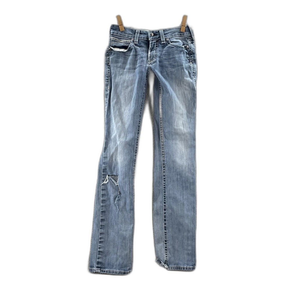 Ariat Real Jeans Womens 28L‎ Denim Medium Wash Distressed Gorpcore Outdoor Skate
